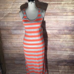Orange and grey maxi tank dress